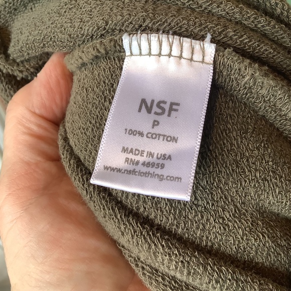 NSF Womens Distressed Destroyed Sweatshirt Top Khaki Green Size Small - Picture 7 of 7